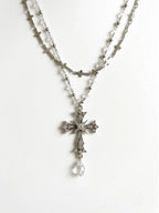 Vintage Crystal Cross Rosary Necklace