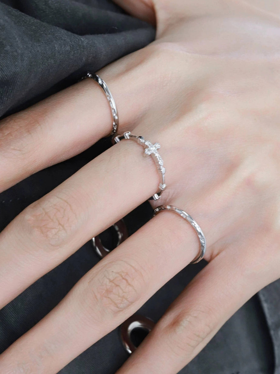 Dainty Crystal Cross Stacking Ring