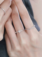 Dainty Crystal Cross Stacking Ring