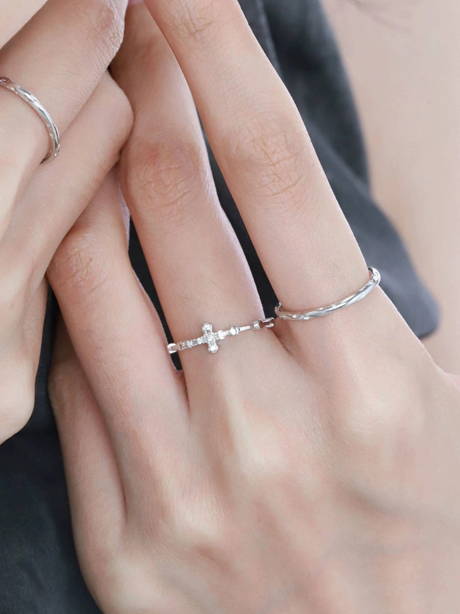 Dainty Crystal Cross Stacking Ring