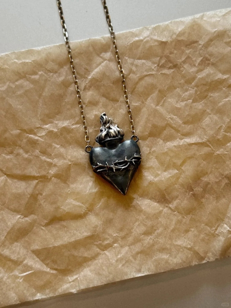 Sacred Heart Thorn Pendant Necklace