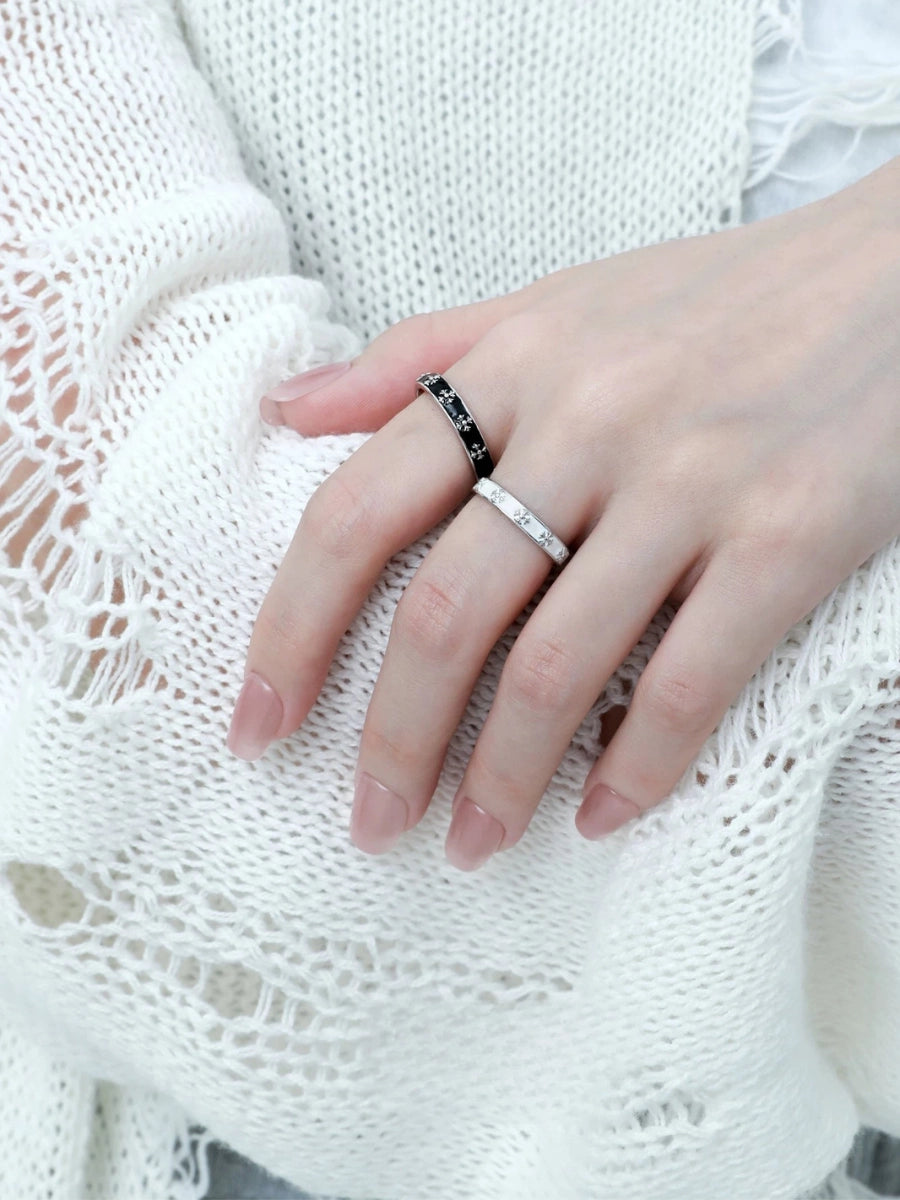 Elegant White Enamel Cross Ring