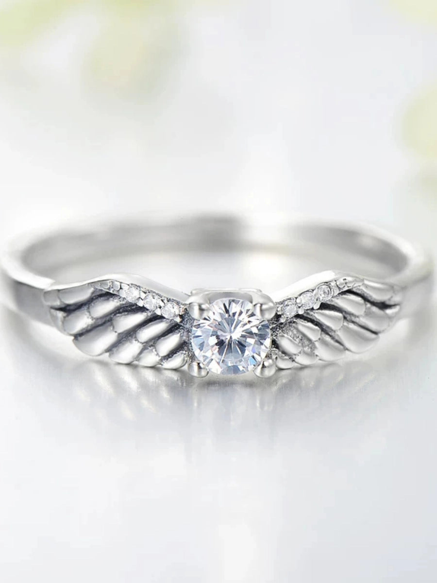 Guardian Angel Wing Solitaire Ring