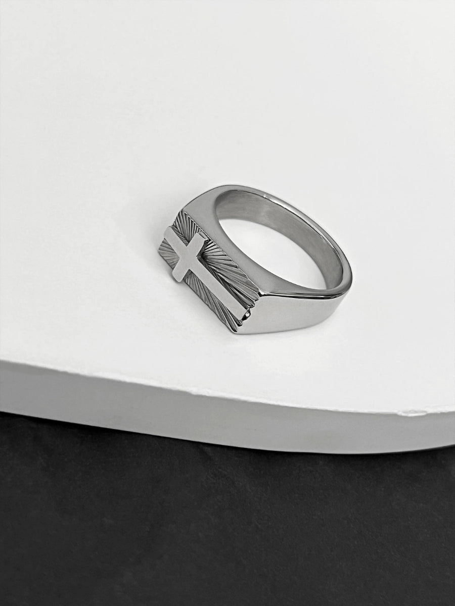 Vintage Cross Signet Armor Ring