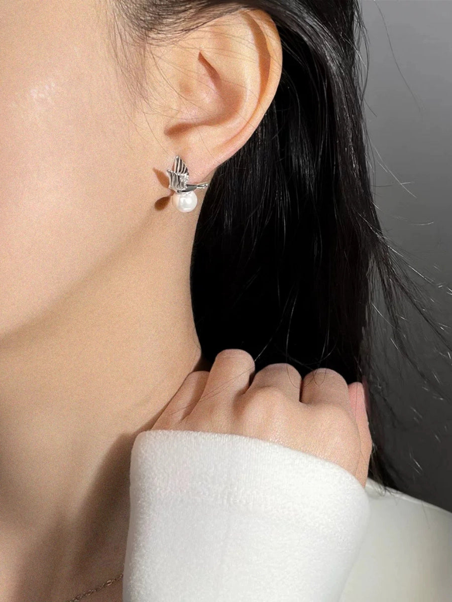 Guardian Angel Wing Pearl Earrings