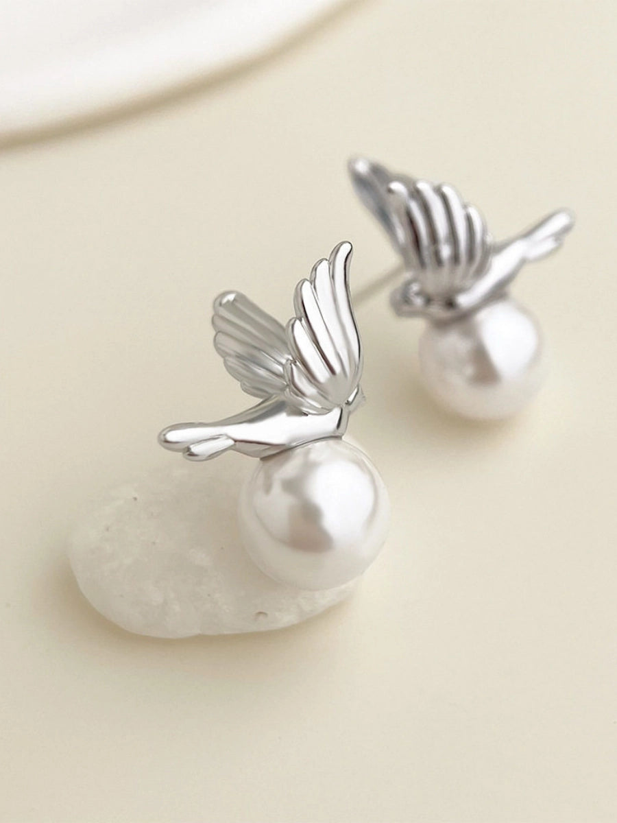 Guardian Angel Wing Pearl Earrings