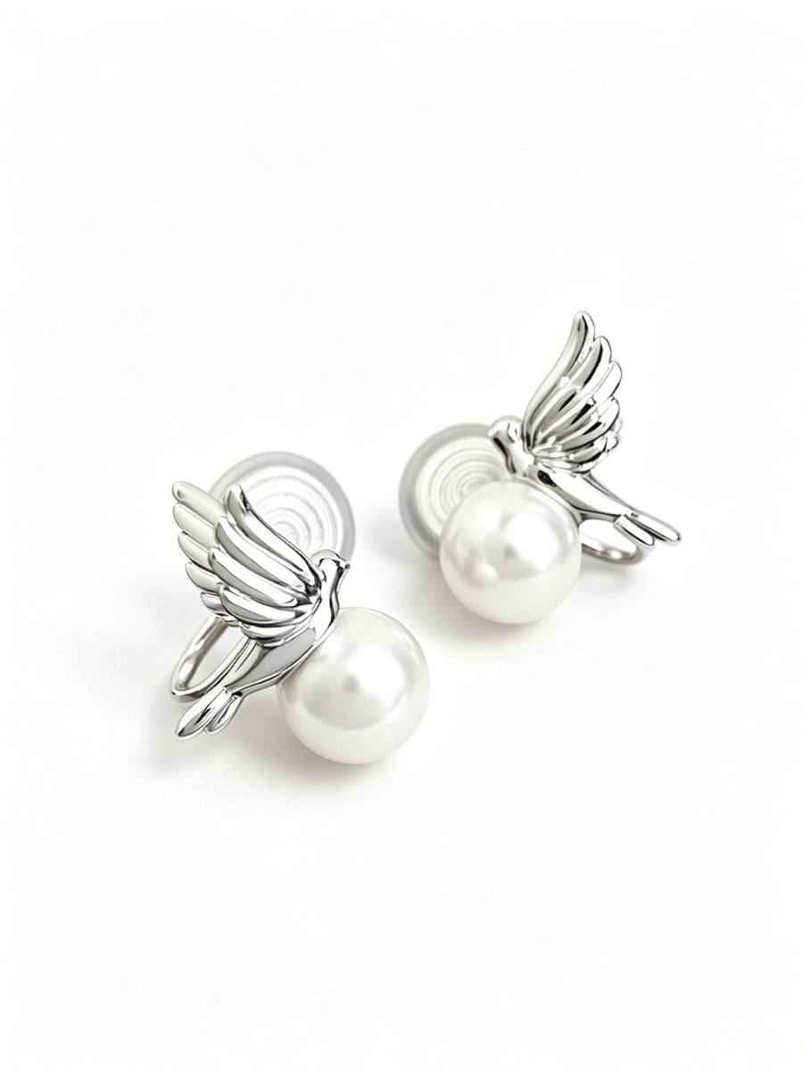 Guardian Angel Wing Pearl Earrings