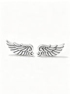 Retro Silver Angel Wing Climber Earrings