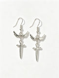 Winged Heart Sword Dangle Earrings