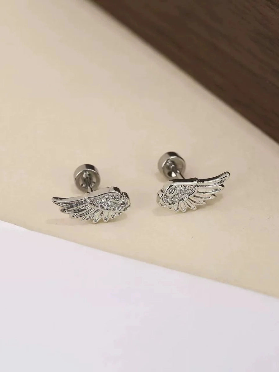 Dainty Crystal Angel Wing Studs