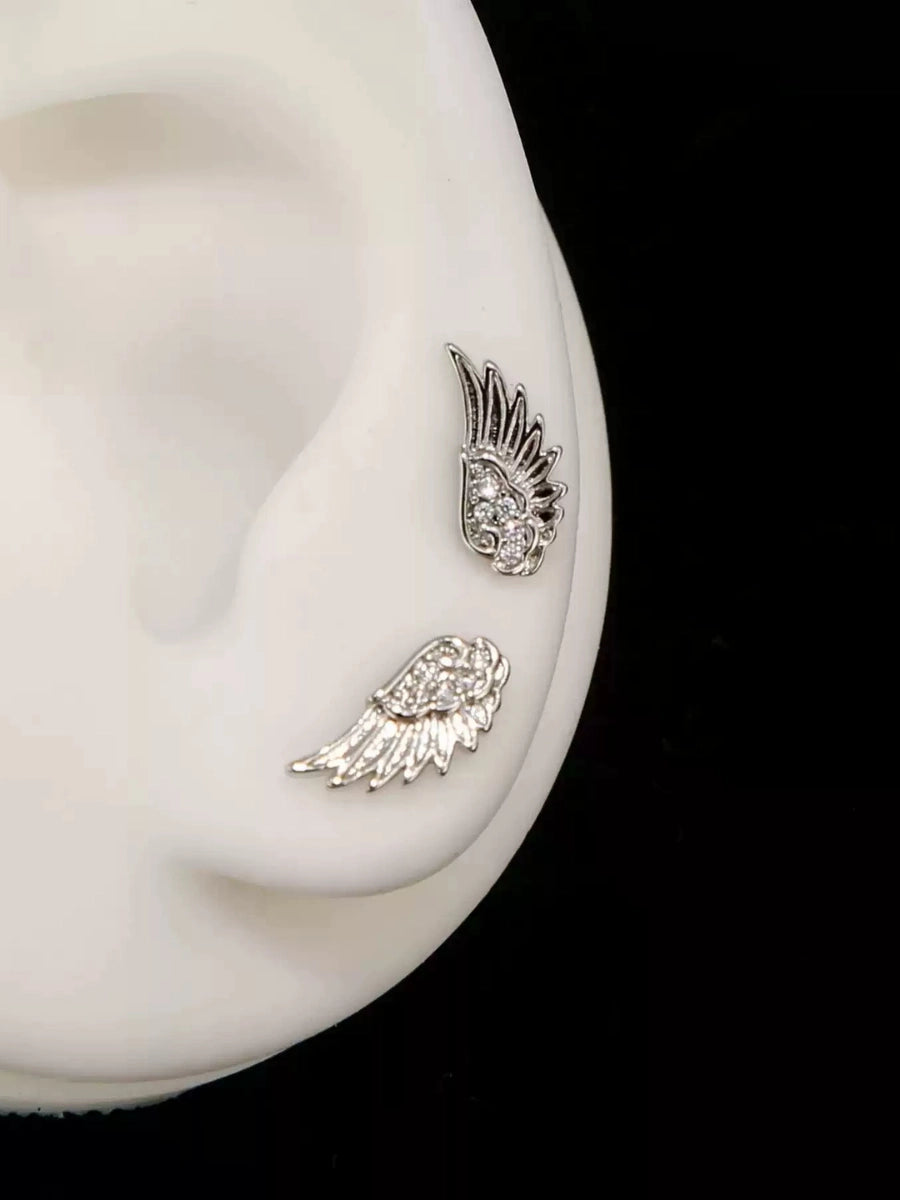 Dainty Crystal Angel Wing Studs
