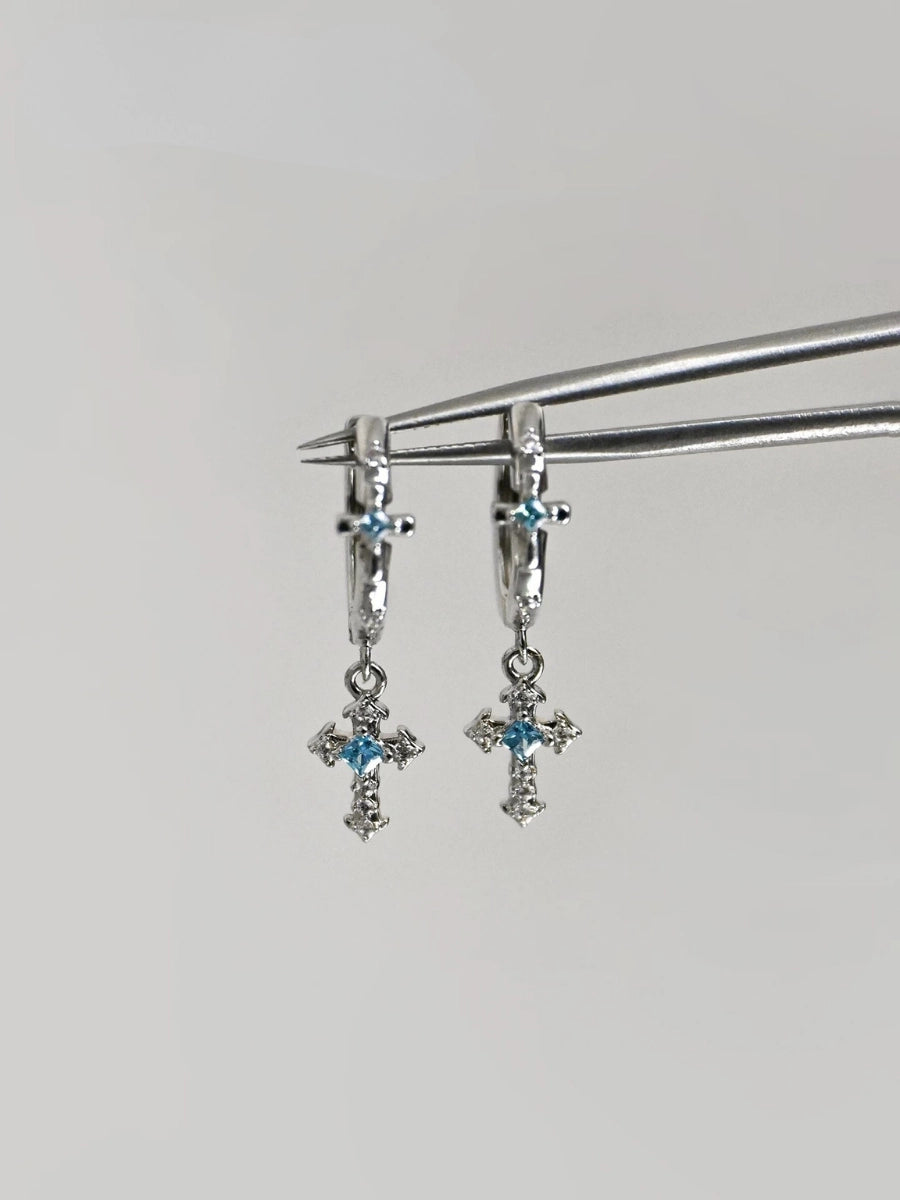 Angel's Tears Cross Earrings