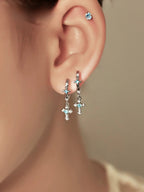Angel's Tears Cross Earrings