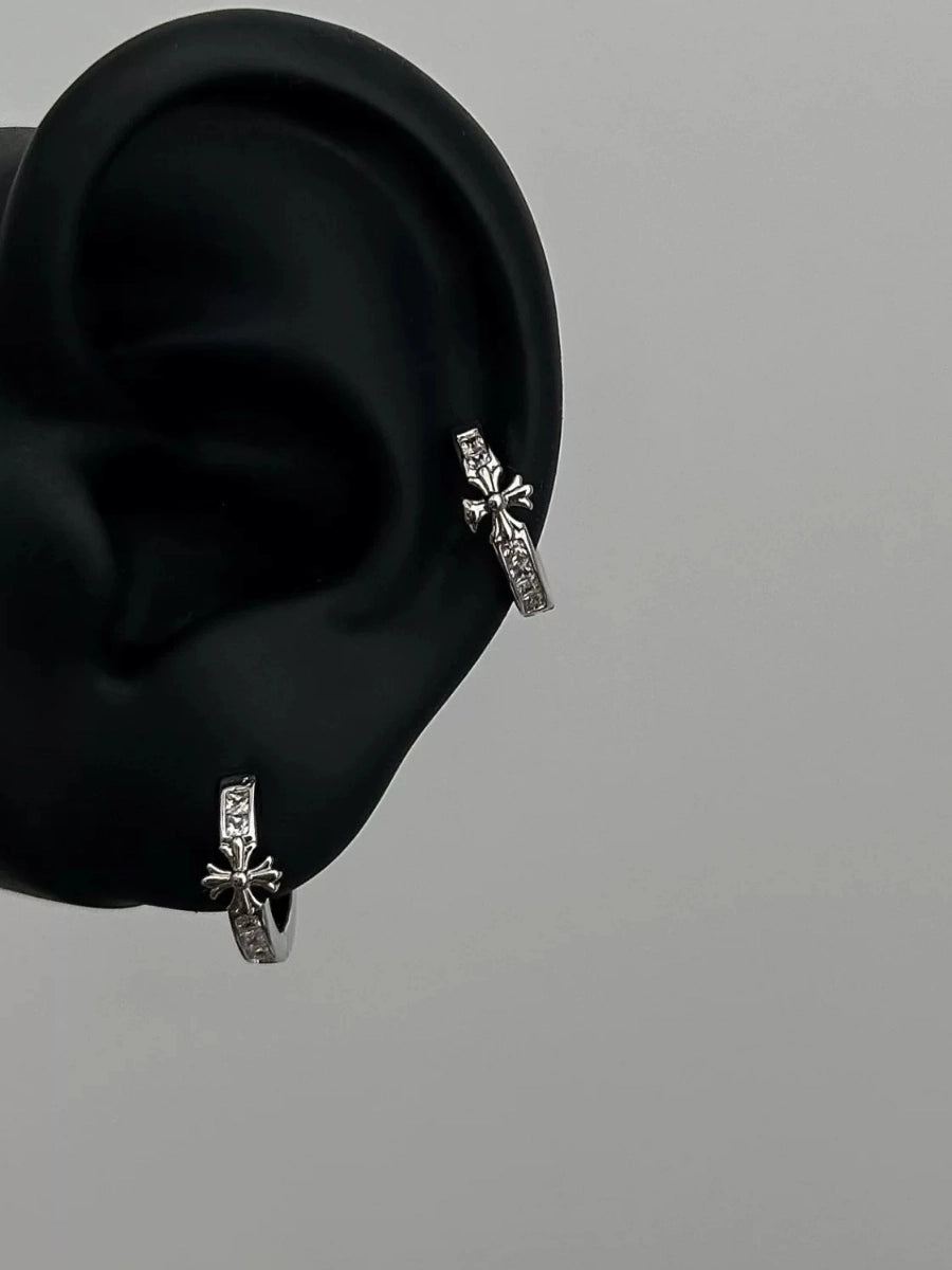 Baroque Sparkling Crystal Cross Earrings