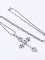 Fleur-de-Lis Vintage Cross Necklace