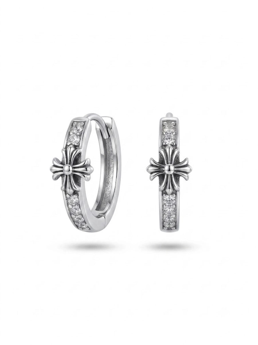 Baroque Sparkling Crystal Cross Earrings