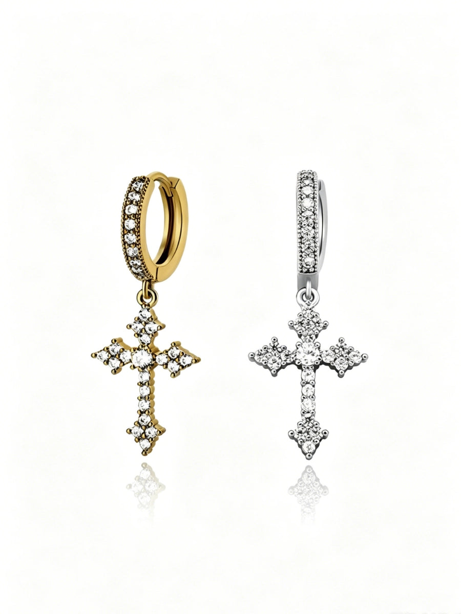 Sparkling Cross Earrings
