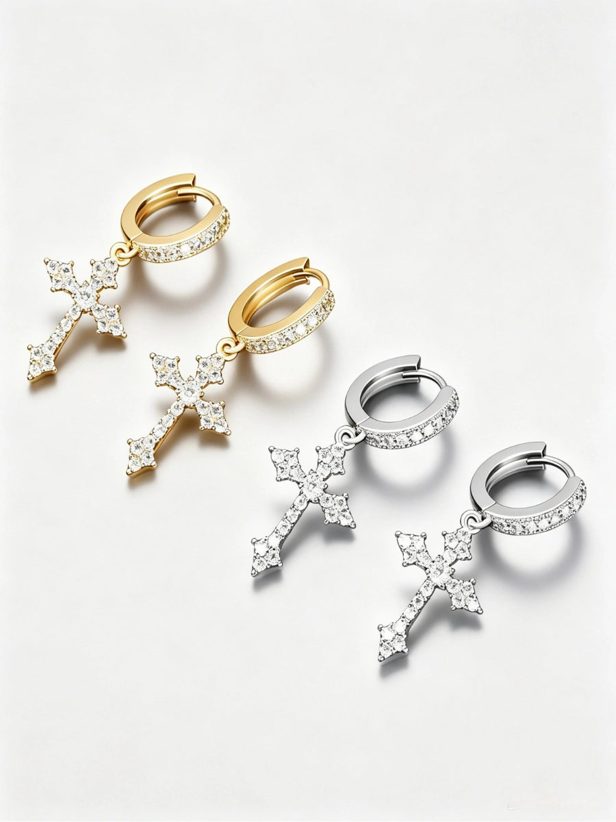 Sparkling Cross Earrings