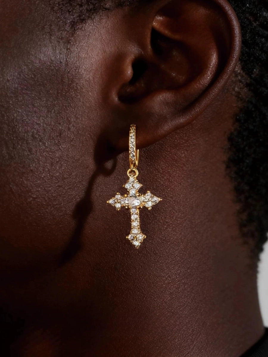 Sparkling Cross Earrings