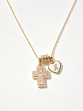 Custom Heart-Shaped Pearl Initial Cross Necklace