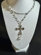 Vintage Crystal Cross Rosary Necklace