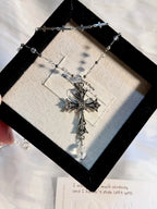 Vintage Crystal Cross Rosary Necklace