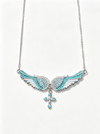 Crystal Angel Wings Cross Necklace