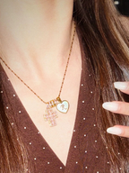 Custom Heart-Shaped Pearl Initial Cross Necklace