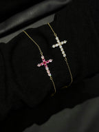 Sparkling Zircon Cross Chain Bracelet