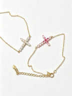 Sparkling Zircon Cross Chain Bracelet
