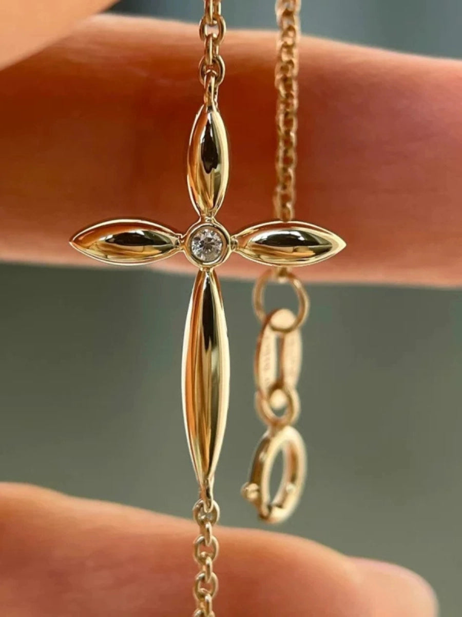 Minimalist Marquise Gold Cross Bracelet