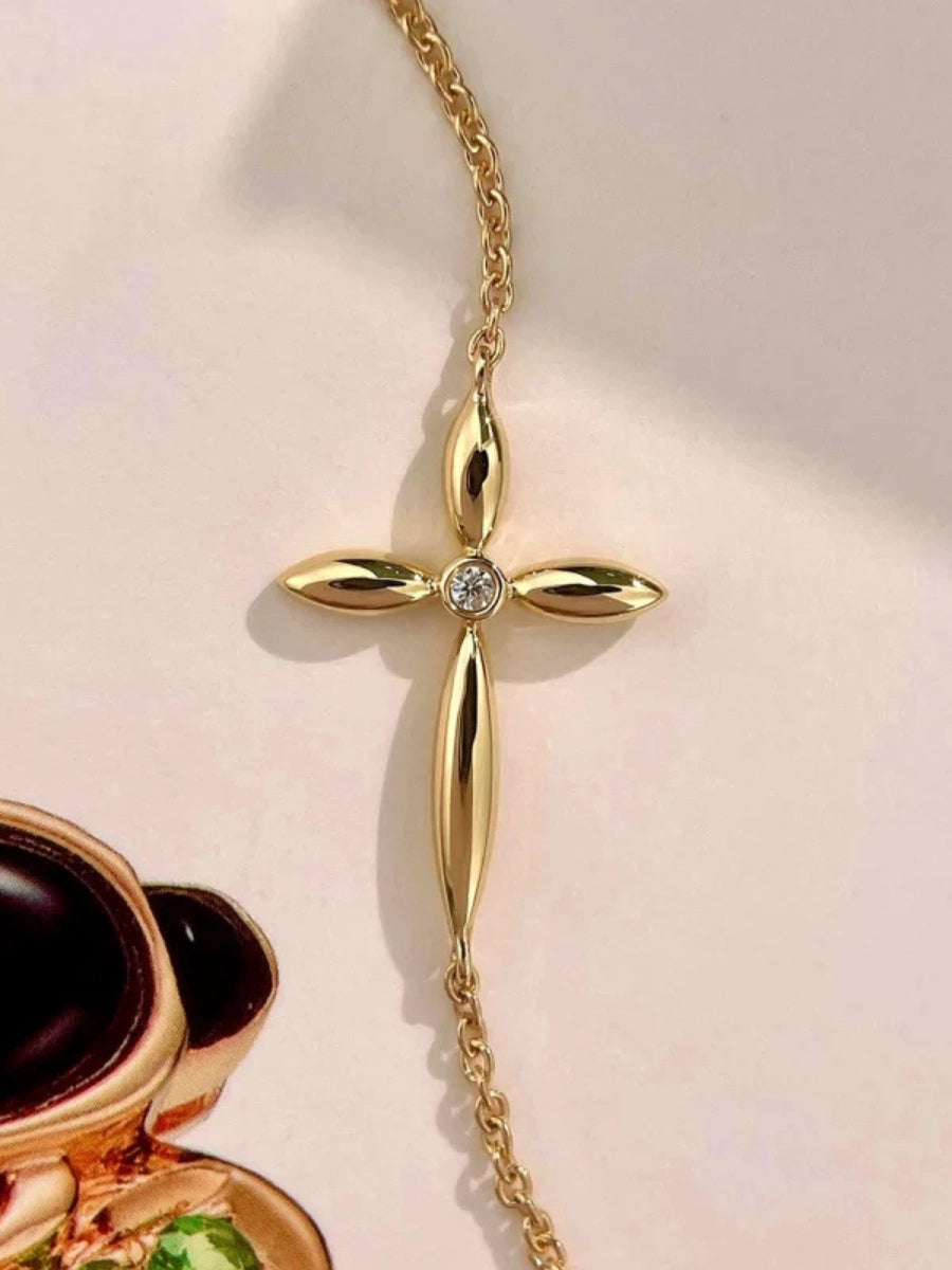 Minimalist Marquise Gold Cross Bracelet