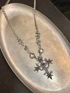 Gothic Thorn Rose Cross Necklace