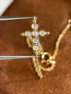 Bezel Crystal Golden Cross Bracelet