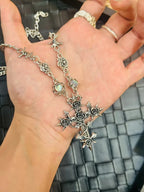 Gothic Thorn Rose Cross Necklace