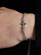 Vintage Engraved Gold Cross Bracelet