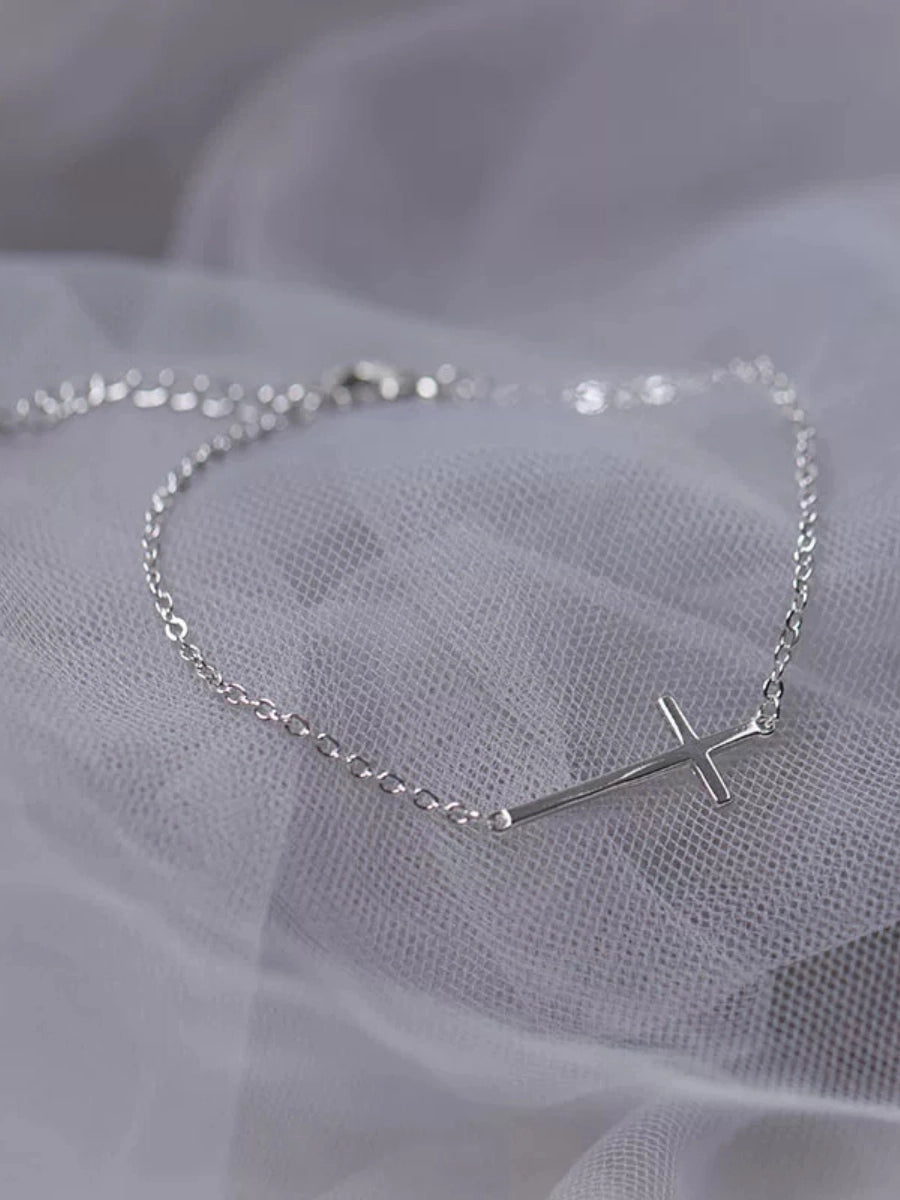 Minimalist Silver Cross Bracelet