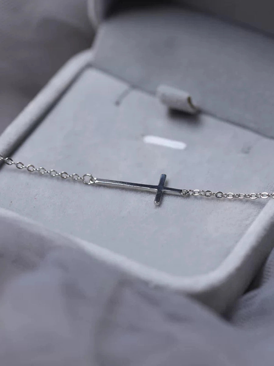 Minimalist Silver Cross Bracelet