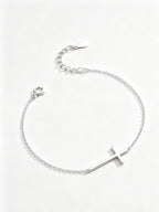 Minimalist Silver Cross Bracelet