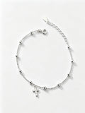 Classic Silver Bead Cross Bracelet