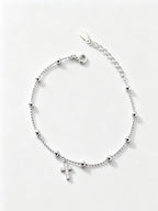 Classic Silver Bead Cross Bracelet