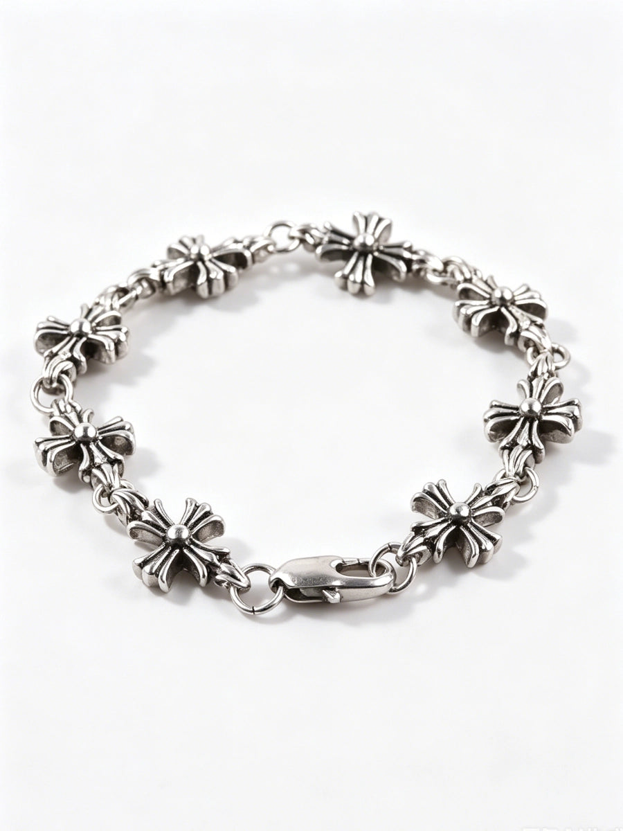 Gothic Retro Silver Cross Chain Bracelet