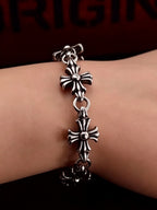 Gothic Retro Silver Cross Chain Bracelet