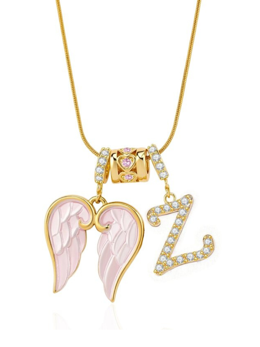 Custom Angel Wings Letter Necklace
