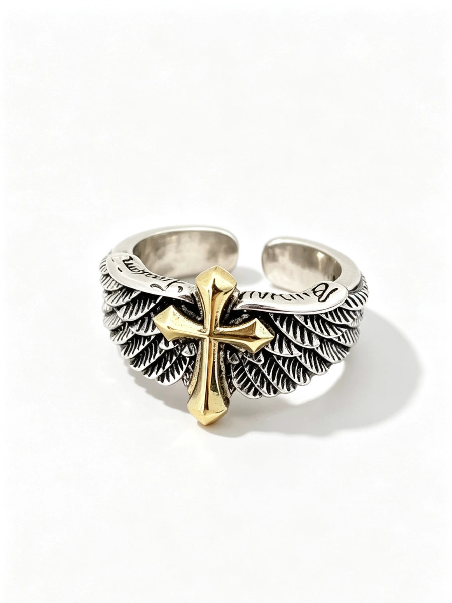 Gothic Angel Wing Cross Ring