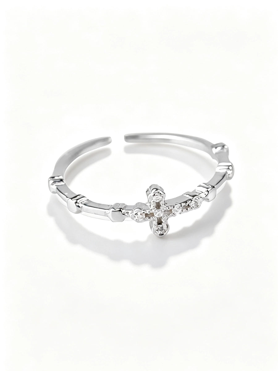 Dainty Crystal Cross Stacking Ring