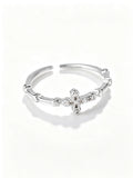 Dainty Crystal Cross Stacking Ring
