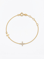 Dainty Gold Dual Cross Charm Bracelet