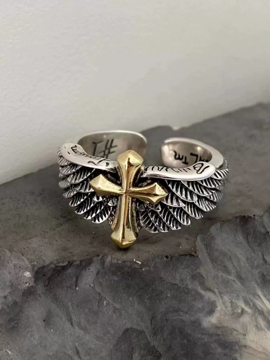 Gothic Angel Wing Cross Ring