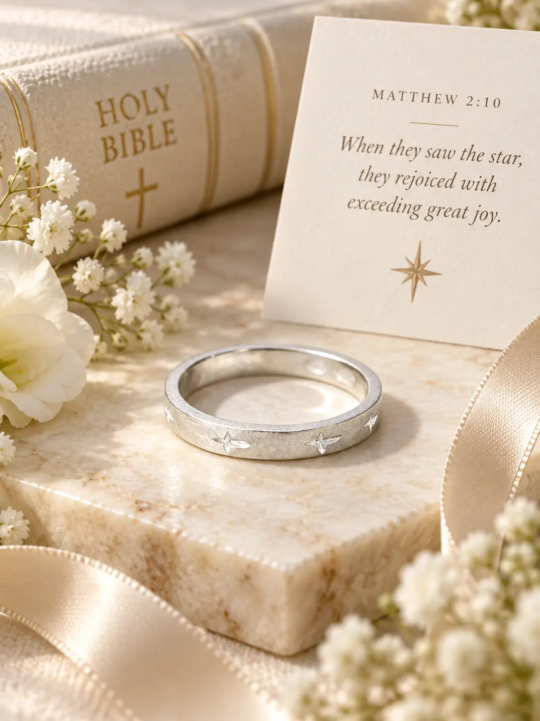 Matte Star of Bethlehem Ring — Christian Faith Ring